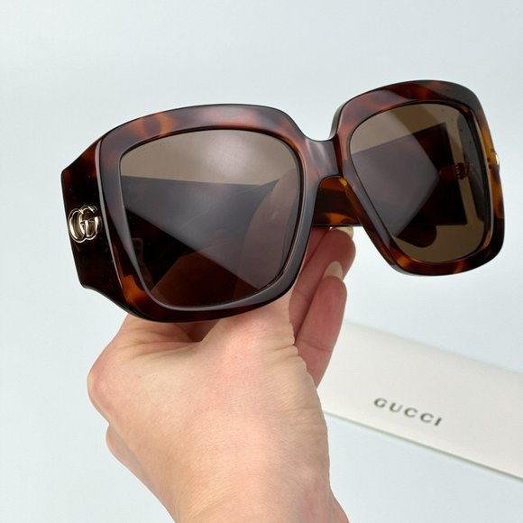 Gucci GG1402S 002 BRAND NEW Sunglasses Havana Brown Women Square Oversized - Picture 2 of 11